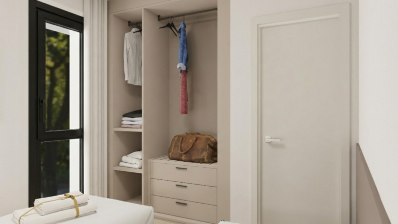 APT SORAYA_2 BLU_camera doppia serramenti neri